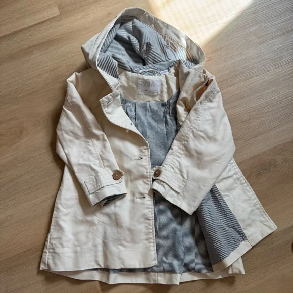 Zara Kids Cream Hooded Jacket 4-5Years - Picture 7 of 8